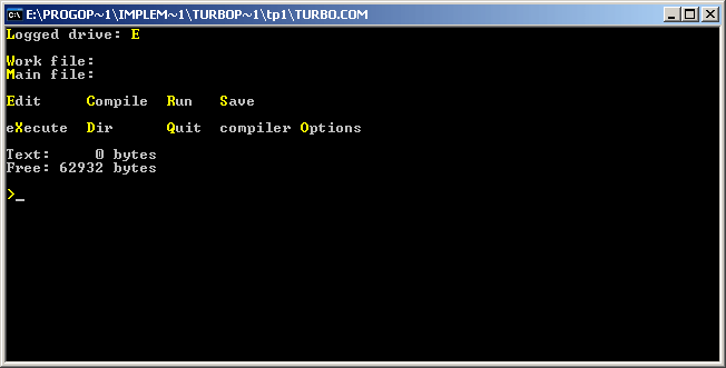 Turbo Pascal 1.0: основное меню
