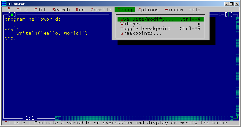 Turbo Pascal 6.0: общий вид