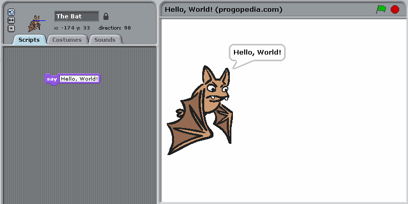Hello, World! на Scratch