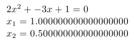 Квадратное уравнение: документ, сгенерированный TeX-программой