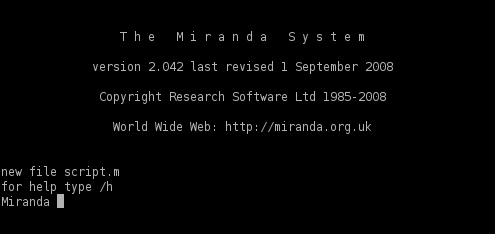 Приветствие Miranda при входе в систему