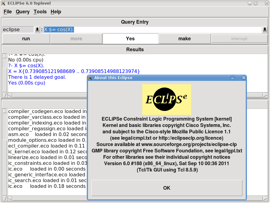 TkECLiPSe - стандартная GUI-оболочка для ECLiPSe, версия 6.0